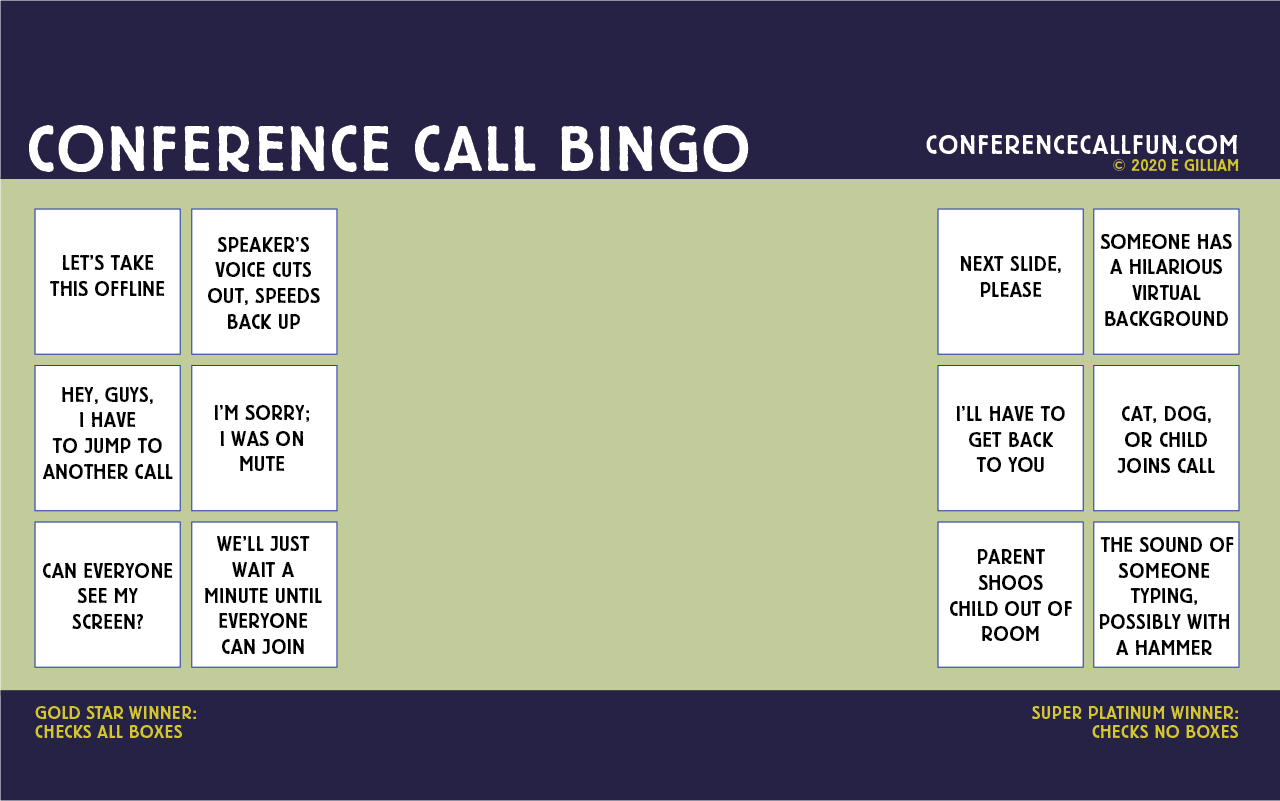 Bingo Board Zoom Background Conference Call Fun